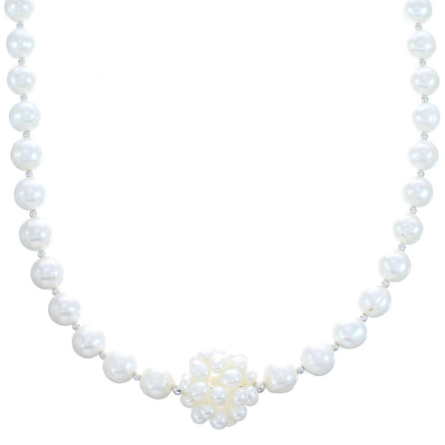 Genuine Sterling Silver Fresh Water Pearl Bead Necklace KX120901